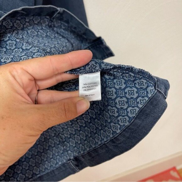 J.Jill Distressed Denim Blue Jean Button Down Jacket Sz L - Picture 2 of 4